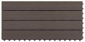 Ladrilhos de pavimento 6 pcs WPC 1,08m² 60x30cm castanho escuro