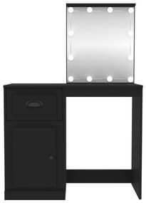 Toucador com luz LED 90x50x132,5 cm derivados de madeira preto
