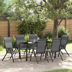 vidaXL Conjunto de Jantar de Jardim com 7 Peças em Rattan e Poliéster Cinza