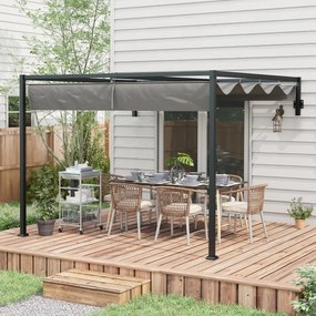 Outsunny Pérgola de Parede 297x211x220 cm Pérgola de Jardim com Teto R