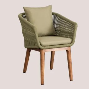 Pack De 2 Cadeiras De Jardim Em Madeira De Acácia E Corda Entrançada Barker Verde Bambu - Sklum