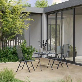 vidaXL 3 pcs conjunto de jantar para jardim aço antracite