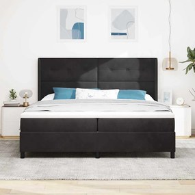 Cama Box com Colchão e LED preta 200x200 cm Veludo