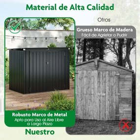 Abrigo de jardim exterior com fechadura com aberturas duplas 2 portas Estrutura metálica galvanizada Cinzento