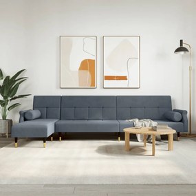 Sofá-cama em forma de L 271x140x70 cm veludo cinzento-escuro