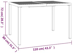 Mesa de jardim 110x80x72 cm aço antracite