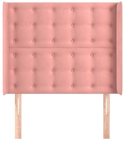 Cabeceira cama c/ abas veludo 103x16x118/128 cm rosa