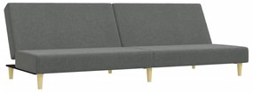 Sofá-cama de 2 lugares c/ apoio de pés tecido cinzento-escuro