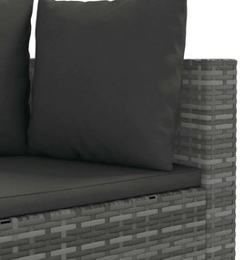 8 pcs conjunto sofás de jardim c/ almofadões vime PE cinzento