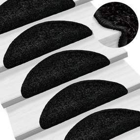 vidaXL Tapetes de escadas 10 pcs 56x17x3 cm preto