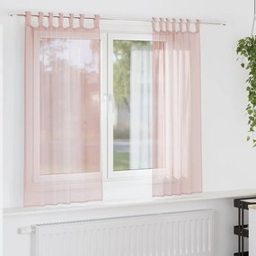 vidaXL Cortinas de voile com laços 2 pcs rosa-claro 140x140 cm