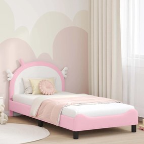 vidaXL Estrutura de Cama Infantil com Cabeceira Rosa 90 x 190 cm PU