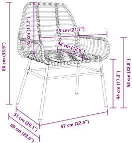 Conjunto de Jantar de Jardim 5 Peças Castanho Vime PE