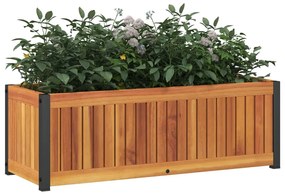 Vaso/floreira de jardim 80x30x27,5 cm acácia maciça e aço