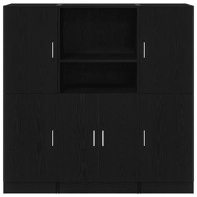 3 pcs armário de cozinha conjunto derivados de madeira preto