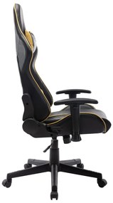 Cadeira de gaming couro artificial preto e dourado