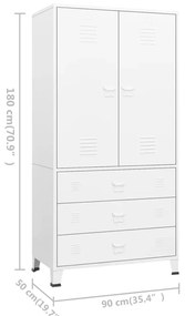 Roupeiro industrial 90x50x180 cm metal branco