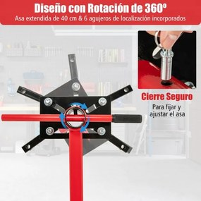 Suporte para motor de 3 rodas para serviço pesado com capacidade para 340 kg, cabeça giratória de 360° e 4 braços ajustáveis Vermelho