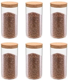 50840 vidaXL Frascos de vidro com tampas de cortiça 6 pcs 1100 ml