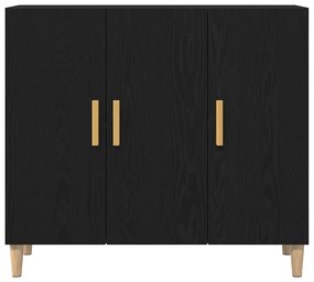 Aparador vidaXL Preto Carvalho 90x34x80 cm Madeira de Engenharia