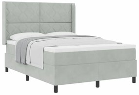 Cama Box com Colchão vidaXL Cinza Claro 140x200 cm Veludo