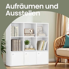 Estante de livros de 3 níveis 29 x 97,5 x 97,5 cm, estante de arrumação branca