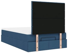 Estrutura de cama otomana com colchão 120x190 cm tecido azul