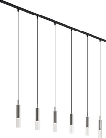 Sistema de iluminação de trilho moderno preto com 6 candeeiros suspensos cor de bronze 1-fase - Slimline Loyce