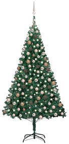 Árvore de Natal artificial c/ luzes LED e bolas 210cm PVC verde