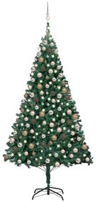 vidaXL Árvore Natal artificial pré-iluminada c/ bolas 210 cm PVC verde