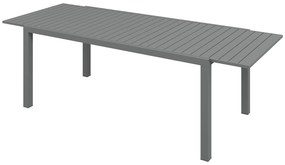 Mesa de Jardim Extensível Mesa de Terraço Retangular para 6-8 Pessoas Capacidade 50 kg 180/240x94x73 cm Cinza Escuro