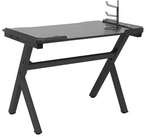 Secretária de gaming c/ luzes LED forma de Y 90x60x75 cm preto