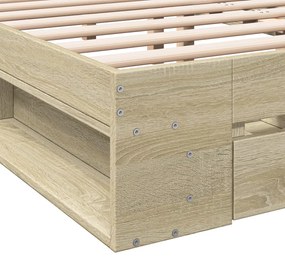 Estrutura de cama c/ gavetas derivados madeira carvalho sonoma