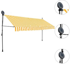 Toldo retrátil manual com LED 350 cm branco e laranja