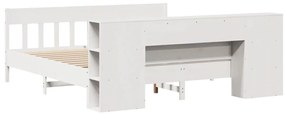 Cama com estante sem colchão 180x200 cm pinho maciço branco