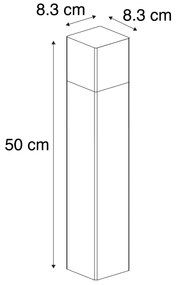 Candeeiro de exterior preto 50 cm IP44 com efeito de vidro fumê - Dinamarca Moderno