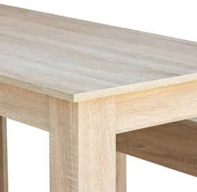 Mesa e bancos de jantar 3 pcs aglomerado carvalho
