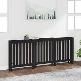 vidaXL Cobertura de radiador 210x21x85 cm pinho maciço preto