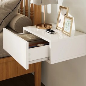 Conjunto de 2 Mesas de Cabeceira com 1 Gaveta Desenho Montado na Parede Estilo Moderno para Dormitório 40x30x15 cm Branco