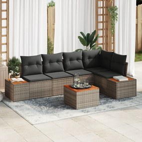 vidaXL Conjunto de Sofá de Jardim com Almofadas Cinza Rattan Poliéster Acácia