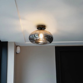 LED Candeeiro de teto inteligente preto com vidro fumê incl. Wifi P45 - Busa Art Deco