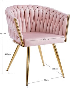 Cadeira Widny Golden Veludo - Rosa