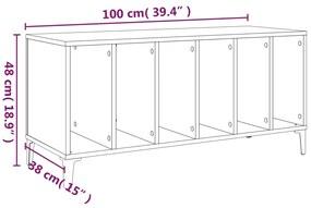 Armário para discos 100x38x48 cm derivados de madeira preto