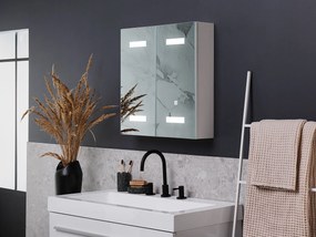 Armário de casa de banho com espelho e LED 60 x 60 cm branco TALAGAPA Beliani