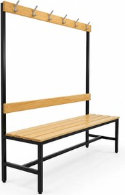 Banco de Balneário com Cabides Riva 1500x400x1800 mm em Madeira e Aço