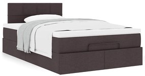 Estrutura de cama otomana com colchão 120x190cm castanho escuro