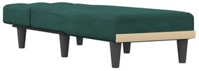 Chaise longue veludo verde-escuro