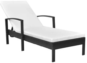 Espreguiçadeira com almofadão vime PE preto