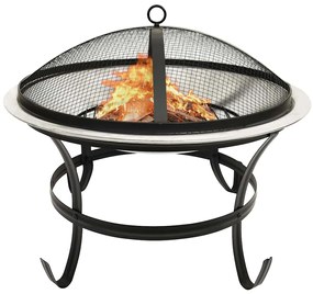 vidaXL Braseira e barbecue 2-em-1 com atiçador 56x56x49 cm aço inox.
