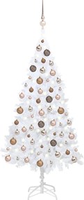 vidaXL Árvore Natal artificial pré-iluminada c/ bolas PVC branco